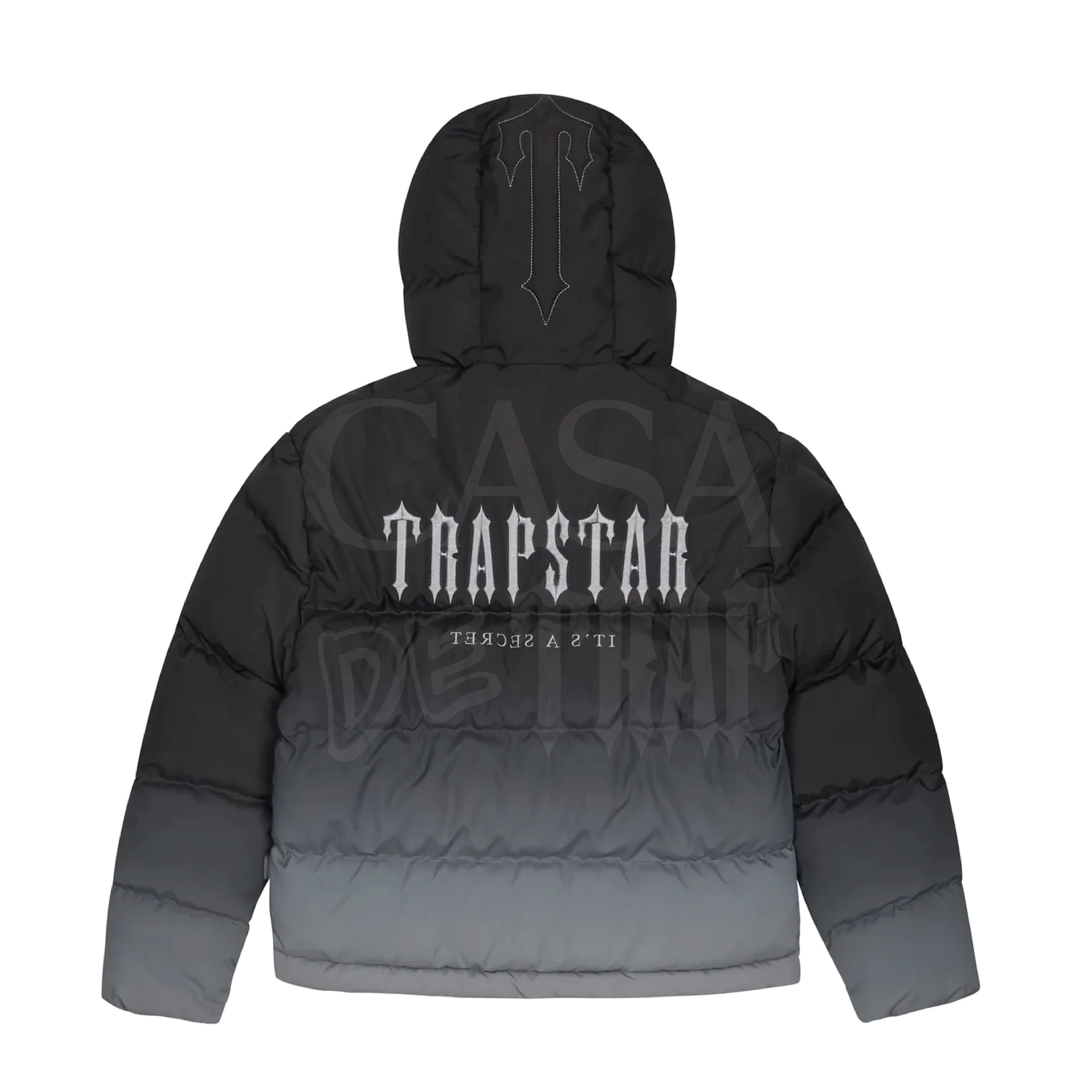 Trapstar Decoded 2.0 Detachable Hooded Puffer Jacket in Black Gradient 