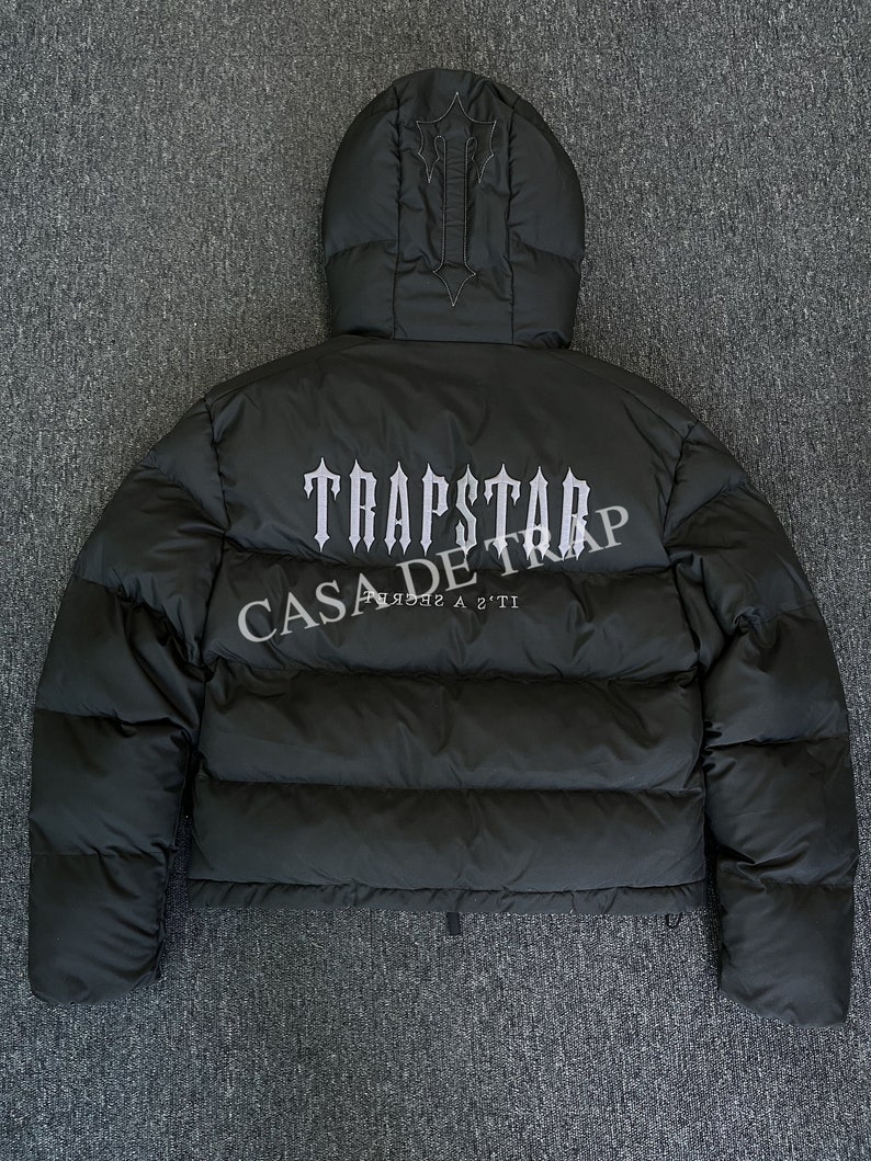 Trapstar Decoded Hooded Puffer Jacket in Black Etsy Australia