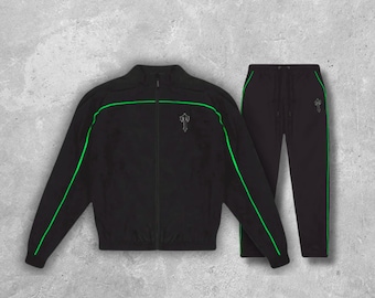 Trapstar Shellsuit - Irongate T Zwart Groen trainingspak - Zwarte jas en broekset