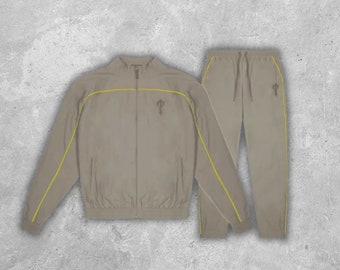 Trapstar Shellsuit - Irongate T Grey Yellow Tracksuit – Black Jacket & Pants Set