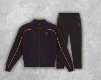 Trapstar Shellsuit - Irongate T schwarz Orange Trainingsanzug - Schwarze Jacke & Hose Set
