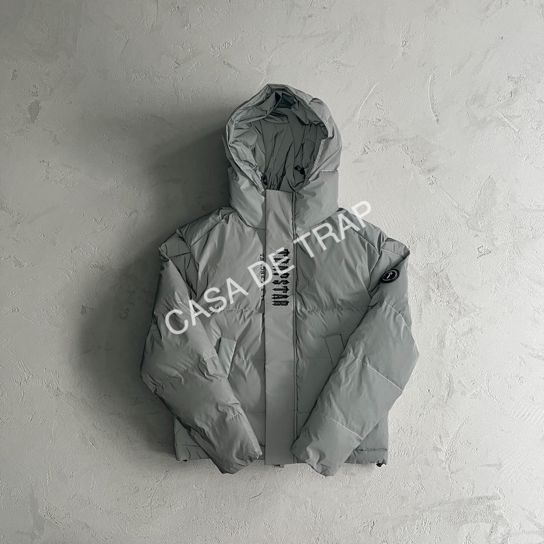 Trapstar Decoded Hooded Puffer Jacket in Grey Reflective - Etsy