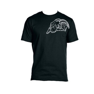 Skull with Horns and Spiderweb Graphic Tee T-Shirt, Gothic Alt