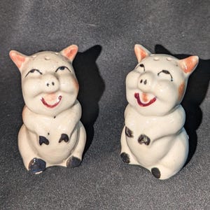 Happy Pig Salt & Pepper Shakers - Vintage 1950s