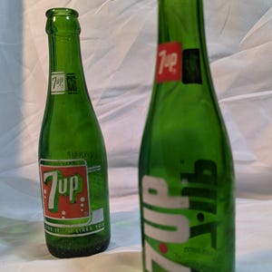 Vintage 7-Up Green glass bottles (2)
