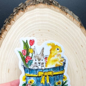 Easter Bunny Watercolor Sticker - Laptop sticker - Cute Animal Sticker - Bunny Sticker - Die Cut Vinyl Sticker