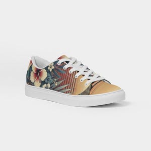 Women’s Vegan Leather Sneaker – Oceanic Sunburst Design | Stylish & Comfortable