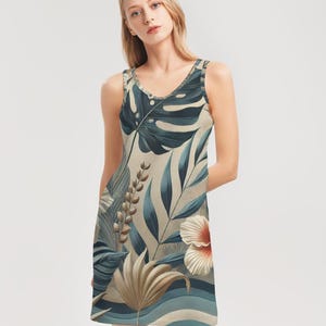 Tropical Wave V Neck Mini Dress – Effortlessly Chic for Every Occasion
