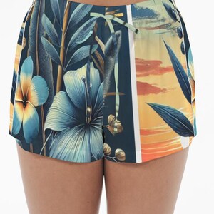 Women&#39;s Satin Pajama Shorts Golden Tropic Elegance