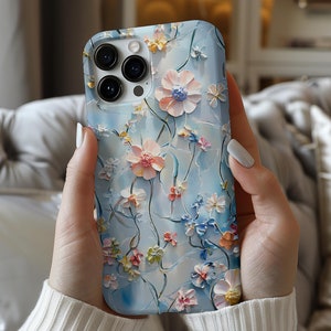 Wildflower Phone Case, Floral Case, Flowers Phone Cover, 3D Stained Glass Case, iPhone 16 15 14 13 12 11 Galaxy S24 S23 S22 S21 Winter Case