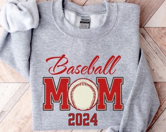 Baseball Mom 2024 Sweatshirt, Sports Mother Pullover, Trendy Baseball Parent Apparel, Casual Game Day Top, Supportive Mom Crewneck, Gift