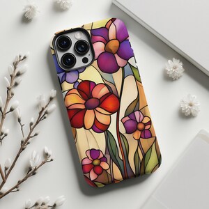 Wildflower Phone Case, Floral Case, Flowers Phone Cover, 3D Stained Glass Case, iPhone 16 15 14 13 12 11 Galaxy S24 S23 S22 S21 Winter Case