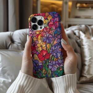 Wildflower Phone Case, Floral Case, Flowers Phone Cover, 3D Stained Glass Case, iPhone 16 15 14 13 12 11 Galaxy S24 S23 S22 S21 Winter Case
