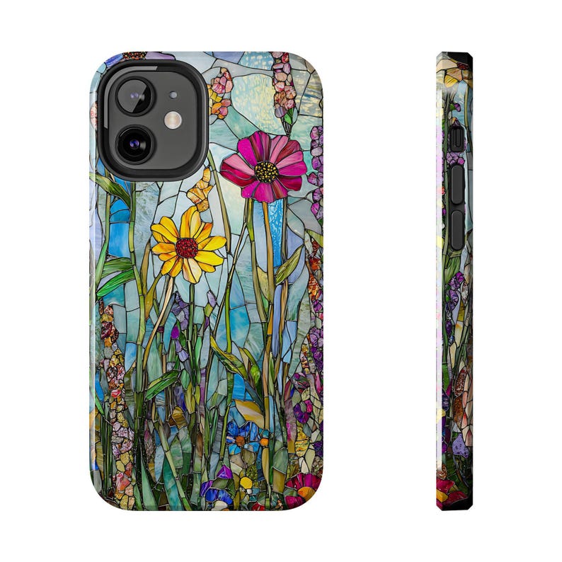 Wildflower Phone Case, Floral Case, Flowers Phone Cover, 3D Stained Glass Case, iPhone 16 15 14 13 12 11 Galaxy S24 S23 S22 S21 Winter Case image 7