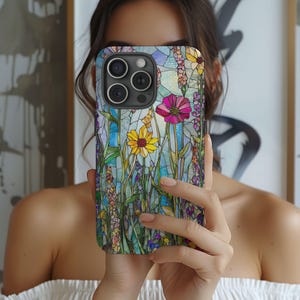 Wildflower Phone Case, Floral Case, Flowers Phone Cover, 3D Stained Glass Case, iPhone 16 15 14 13 12 11 Galaxy S24 S23 S22 S21 Winter Case image 5