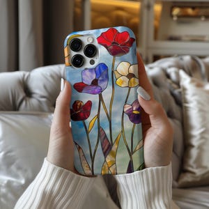 Wildflower Phone Case, Floral Case, Flowers Phone Cover, 3D Stained Glass Case, iPhone 16 15 14 13 12 11 Galaxy S24 S23 S22 S21 Winter Case