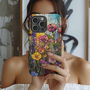 3D Stained Glass Wildflower Phone Case, Floral Case, Flowers Phone Cover, iPhone 16 15 14 13 12 11 Winter Phone Case, Galaxy S24 S23 S22 S21