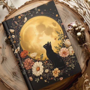 Celestial Gift, Astrology Lover Gift, Black Cat Lover Gift, Gift For Cat Mom, Gift For Cat Owner, Witch Journal, Moon And Stars Notebook 15