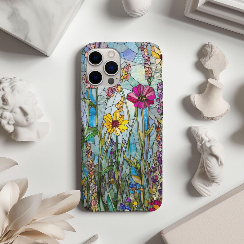 Wildflower Phone Case, Floral Case, Flowers Phone Cover, 3D Stained Glass Case, iPhone 16 15 14 13 12 11 Galaxy S24 S23 S22 S21 Winter Case image 6