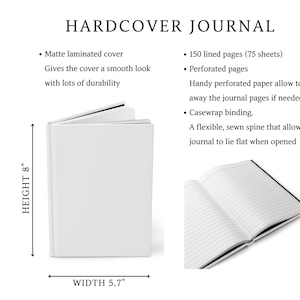 Puede incluir: Diario de tapa dura blanco con una cubierta laminada mate. El diario mide 20,3 cm de alto y 14,5 cm de ancho. Tiene 150 p&aacute;ginas rayadas, p&aacute;ginas perforadas y una encuadernaci&oacute;n de envoltura.