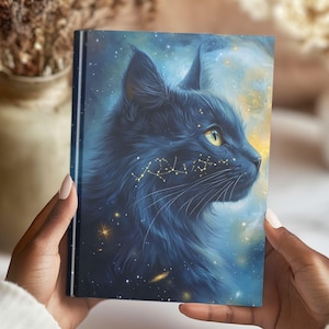 Celestial Gift, Astrology Lover Gift, Black Cat Lover Gift, Gift For Cat Mom, Gift For Cat Owner, Witch Journal,  Stars Galaxy Notebook 16