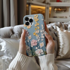 Wildflower Phone Case, Floral Case, Flowers Phone Cover, 3D Stained Glass Case, Winter Case iPhone 16 15 14 13 12 11 Galaxy S24 S23 S22 S21