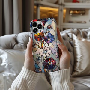 Wildflower Phone Case, Floral Case, Flowers Phone Cover, 3D Stained Glass Case, iPhone 16 15 14 13 12 11 Samsung S24 S23 S22 S21 Winter Case