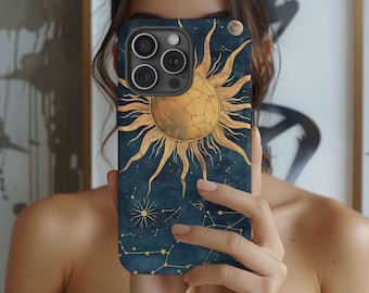 Celestial Sun and Stars Mystical Stained Glass Tough Galaxy Phone Case for Samsung Phone Cover for iPhone 16 15 14 13 12 11 iPhone 16Case