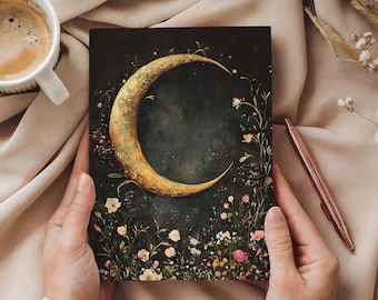 Celestial Gift, Astrology Lover Gift, Celestial Witch Journal, Moon And Stars Lunar Lined Notebook, Dream Journal Diary For Women 12