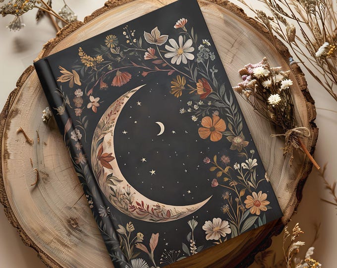 Celestial Gift, Astrology Lover Gift, Celestial Journal, Witch Journal, Moon And Stars Lunar Lined Notebook, Dream Journal Diary For Women 5