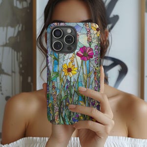 Wildflower Phone Case, Floral Case, Flowers Phone Cover, 3D Stained Glass Case, iPhone 16 15 14 13 12 11 Galaxy S24 S23 S22 S21 Winter Case