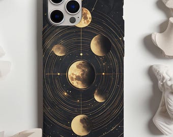 3D Celestial Goth Cosmic Moon Ethereal Boho Phone Case, Lunar Mystical Witchy Case, iPhone 16 15 14 13 12 11 Cover, Galaxy S24 S23 S22 S21
