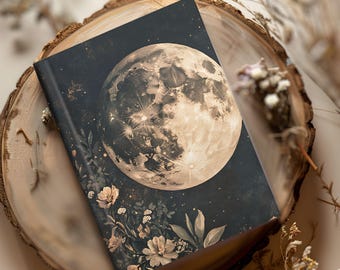 Celestial Boho Lunar Space Journal Notebook Gift For Her, Hardcover Witchy Moon Night Sky Lined Women's Dreams Diary, Celestial Gifts B1