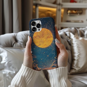 Celestial Phone Case, Sun and Stars Mystical Constellation Tough Phone Case for Galaxy Phone Cover for iPhone 16 15 14 13 12 iPhone 16 Case