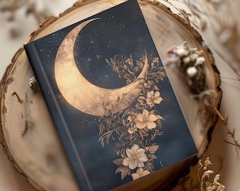 Celestial Boho Lunar Space Journal Notebook Gift For Her, Hardcover Witchy Moon Night Sky Lined Women's Dreams Diary, Celestial Gifts B3