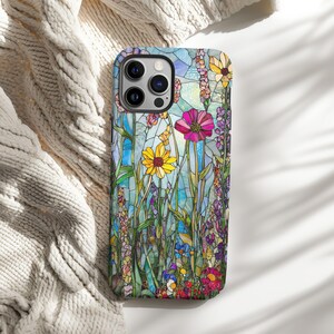 Wildflower Phone Case, Floral Case, Flowers Phone Cover, 3D Stained Glass Case, iPhone 16 15 14 13 12 11 Galaxy S24 S23 S22 S21 Winter Case image 4