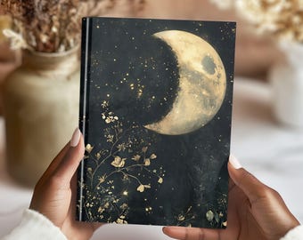 Celestial Boho Lunar Space Journal Notebook Gift For Her, Hardcover Witchy Moon Night Sky Lined Women's Dreams Diary, Celestial Gifts B4