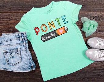 Maglietta Ponte las Pilas - Maglietta per insegnanti di spagnolo - Regalo per insegnanti di spagnolo - Maestra de Español - Maglietta per insegnanti bilingue - Maestra Bilingue