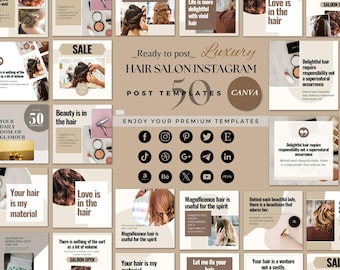 Szablon stylisty mediów społecznościowych, posty na Instagramie salonu, marketing stylisty fryzur, influencer kosmetyczny, promocja salonu, narzędzia marketingowe salonu