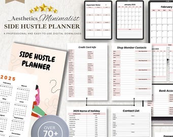 Side Hustle Planner, Business Organizer, Daily Planner, Task Tracker, Productivity Journal, Entrepreneur Gift, Office Stationery