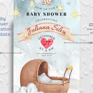 Carton d'invitation aquarelle pour baby shower, design marron blanc, invitation non sexiste, baby shower rustique, personnalisable