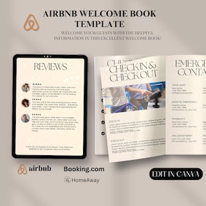 Airbnb Welcome Book Binder, Vacation Rental Guide, House Manual Organizer, Guest Information Folder, Rental Property Guest Book