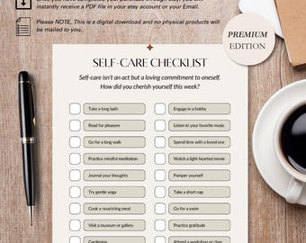 Ensemble de cartes de liste de contrôle pour prendre soin de soi, tracker quotidien minimaliste, rappel bien-être, cadeau de santé mentale pour une routine de soins de santé, journal d'amour de soi