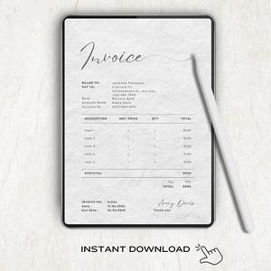 Simple Business Invoice Template, Minimalist Professional Invoice, Customizable Invoice Sheet, Business Bill Template, Invoice Spreadsheet