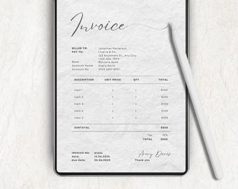 Simple Business Invoice Template, Minimalist Professional Invoice, Customizable Invoice Sheet, Business Bill Template, Invoice Spreadsheet