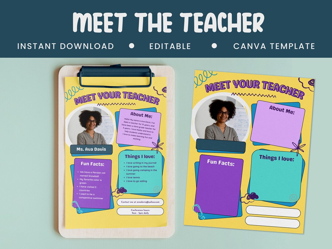 Meet Your Teacher Printable Template Meet and Greet 8.5 X 11 Printable ...