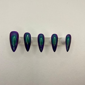 Purple and Green Chameleon Custom Gel Press On Nails