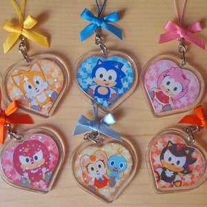 Sonic the Hedgehog - Holographic Chibi Keychains - Gaming Gift Boys Girls Cute Kawaii Sega - Amy, Knuckles, Tails, Shadow, Cream, Cheese