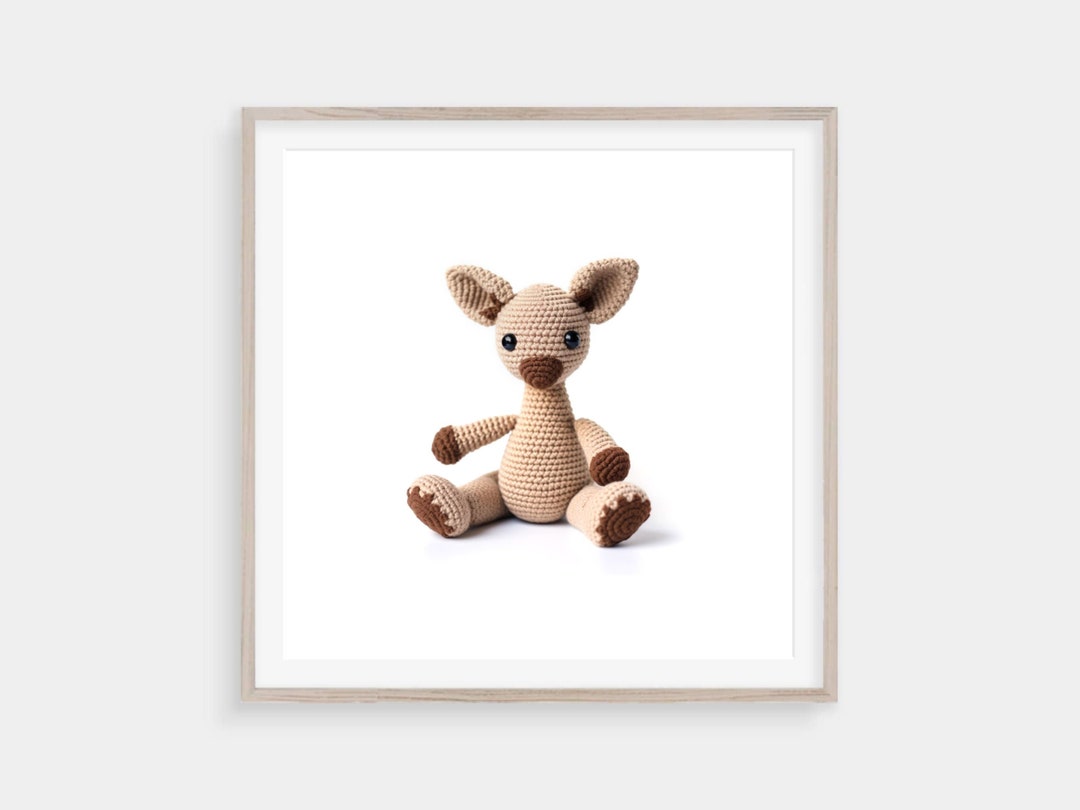 Baby Kangaroo Wall Art, Amigurumi Animal Print, Animal Kingdom Graphic