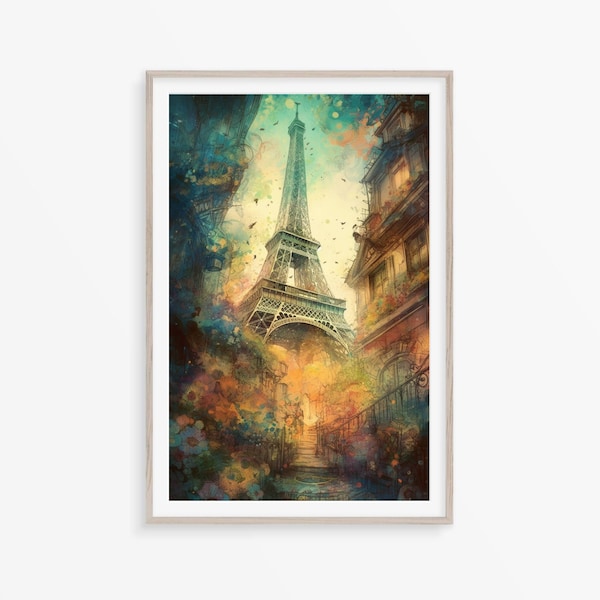 Eiffel Tower Print, Paris Art, Tower Drawing, French Decor, Monument Art, Parisian Art, Perspective Print, French Architecture